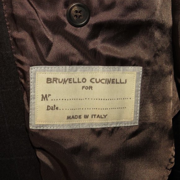 Brunello Cucinelli Brown Flannel Windowpane Double Breasted Blazer 40 NWT $2995 - Picture 12 of 12
